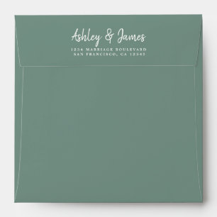 Dusty Green Wedding Return Address Square Envelope
