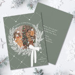 Dusty Green & White Christmas Wreath Photo  Holiday Card<br><div class="desc">Holiday photo card featuring a simple Christmas wreath,  with optional text on the back. For more advanced customisation of this design,  please click the DESIGN TOOL BUTTON above!</div>