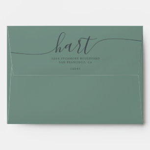 Dusty Green with Black Script Return Address Envelope