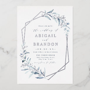 Dusty Greenery Silver Geometric Rustic Wedding