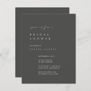 Dusty Grey Minimalist Bridal Shower Invitation