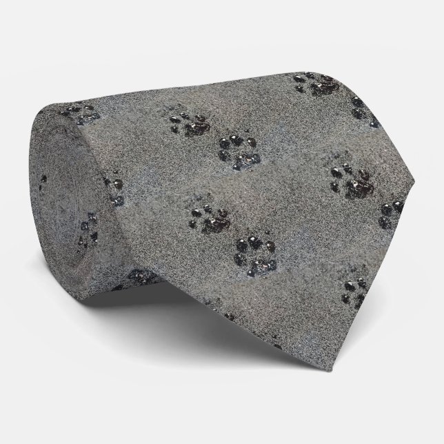Dusty Grungy Cat Paw Pad Prints Tie (Rolled)