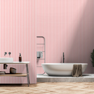 Dusty Indian Pink Two Inch Wide Butcher Stripe Wallpaper