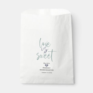 Dusty Jade and Lilac Calligraphy Favour Bag