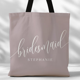 Dusty Lavender Bridesmaid Modern Script Tote Bag