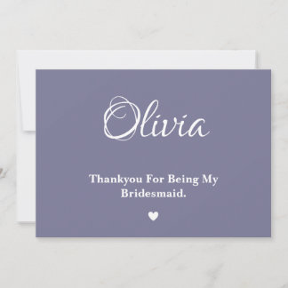 Dusty Lavender Bridesmaid Thankyou Card