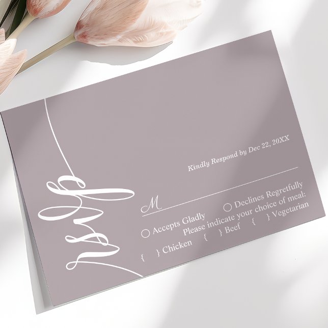 Dusty Lavender Calligraphy Wedding RSVP Card (Creator Uploaded)