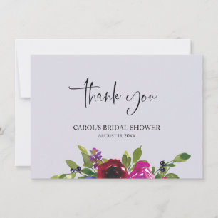Dusty Lavender Floral Bridal Shower Thank You Card