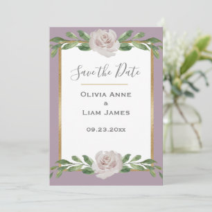 Dusty Lavender Floral Elegant Script Wedding Save The Date