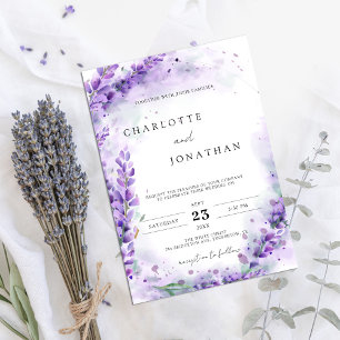 Dusty Lavender Foliage Modern Watercolor Wedding Invitation
