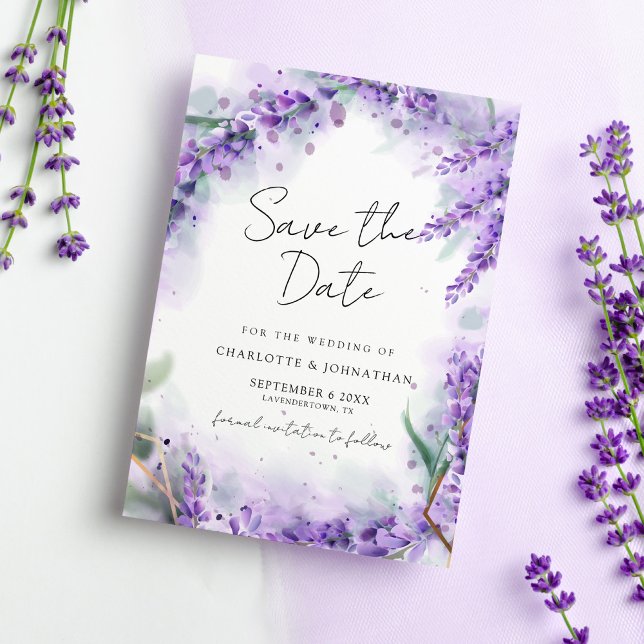Dusty Lavender Foliage Modern Watercolor Wedding Save The Date (Creator Uploaded)