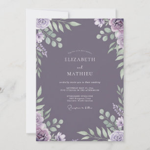 Dusty Lavender Leafy Wedding Invitation