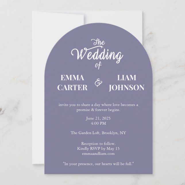 Dusty Lavender Minimal Wedding Invitation (Front)