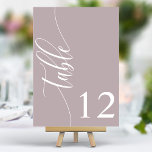 Dusty Lavender Modern Calligraphy Wedding Table Number<br><div class="desc">Guide your guests to their seats with these chic elegant dusty lavender purple wedding table numbers. Featuring a minimalist design with modern calligraphy, these table numbers add a touch of sophistication to your wedding reception. The soft background and clean, elegant typography ensure easy readability while enhancing your wedding decor. Perfect...</div>