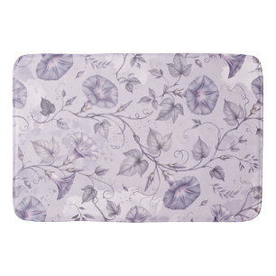 Dusty Lavender Morning Glories Elegant Floral  Bath Mat