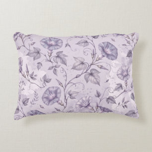 Dusty Lavender Morning Glories Elegant Floral Decorative Cushion