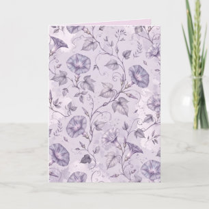 Dusty Lavender Morning Glories Elegant Floral Thank You Card