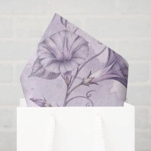 Dusty Lavender Morning Glories Elegant Floral Tissue Paper