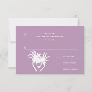 Dusty Lavender Purple Beach Destination Wedding RSVP Card
