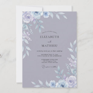 Dusty Lavender Ranunculus Eucalyptus Wedding Invitation