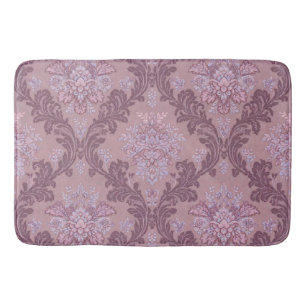 Dusty Lavender Rose Mauve Lilac Elegant Damask Bath Mat