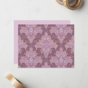 Dusty Lavender Rose Mauve Lilac Elegant Damask Card