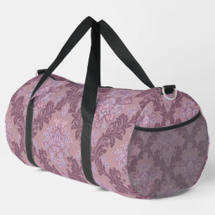 Dusty Lavender Rose Mauve Lilac Elegant Damask Duffle Bag