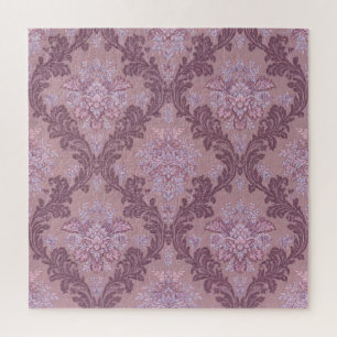 Dusty Lavender Rose Mauve Lilac Elegant Damask Jigsaw Puzzle