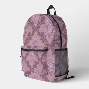 Dusty Lavender Rose Mauve Lilac Elegant Damask Printed Backpack