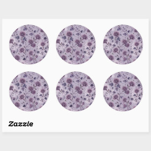 Dusty Lavender Rose Moody Dreamy Hues Floral  Classic Round Sticker