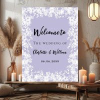 Dusty lavender snowflakes wedding welcome sign