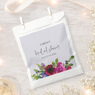 Dusty Lavender Watercolor Floral Bridal Shower Favour Bags