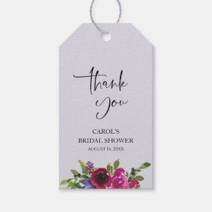 Dusty Lavender Watercolor Floral Bridal Shower Gift Tags