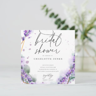Dusty Lavender Watercolor Photo Bridal Shower Invitation