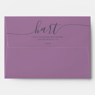 Dusty Lavender with Black Script Return Address Envelope