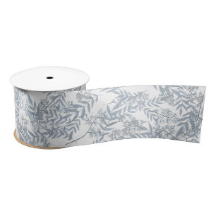 Dusty Light Blue Wedding Vintage Botanical Satin R Satin Ribbon