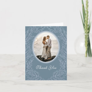 Dusty Light Blue Wedding Vintage Botanical Thank Y You Card