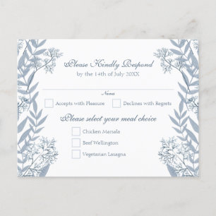 Dusty Light Blue Wedding Vintage Postcard RSVP