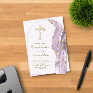 Dusty Lilac Agate Confirmation Acrylic Invitations