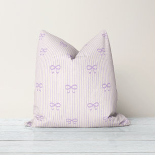 Dusty Lilac Balletcore Ribbon Bows Cushion