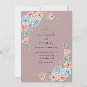Dusty Lilac Foliage Eucalyptus Wedding Invitation