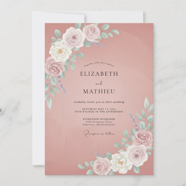 Dusty Lilac Mauve Painted Wedding Invitation (Front)