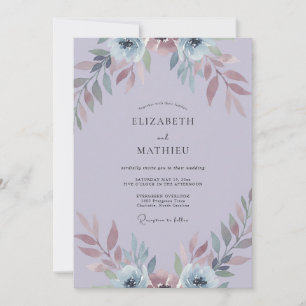Dusty Lilac Petal Wedding Invitation