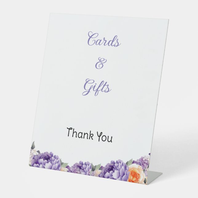 Dusty Mauve and Peach Floral Pedestal Sign (Front)