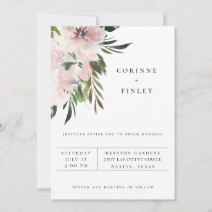 Dusty Mauve Botanical Wedding Invitation