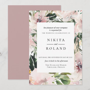 Dusty Mauve Botanical Wedding Invitation