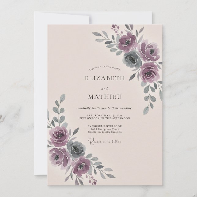 Dusty Mauve Dreamy Winter Wedding Invitation (Front)