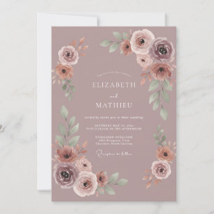 Dusty Mauve Floral Bloom Wedding Invitation