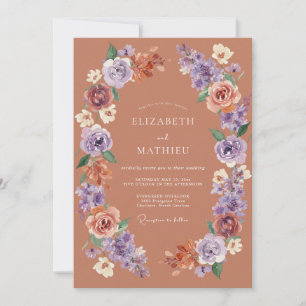 Dusty Mauve Floral Flourish Wedding Invitation