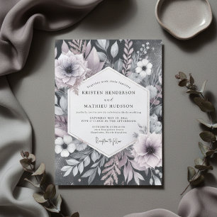 Dusty Mauve Floral Romance Wedding Invitation